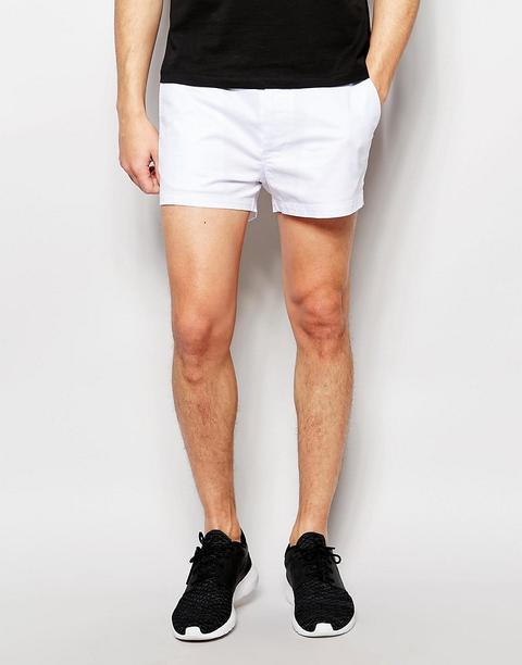 Pantalones Cortos Chinos Blancos De Corte Slim Y Diseño Muy Corto De Asos