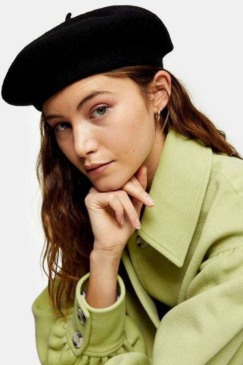 Black Wool Blend Beret