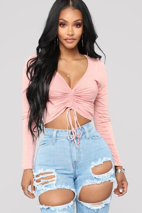 Sierra Ruched Cropped Top - Mauve