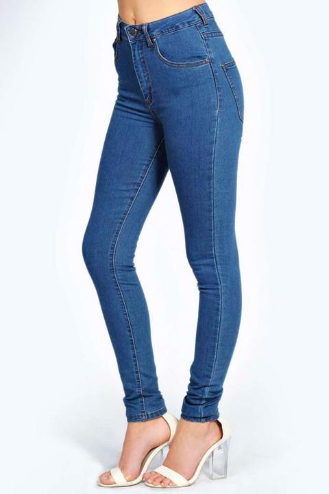 High Waisted Mid Wash Jeans