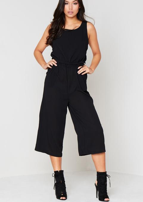Sammy Black Tie Waist Culotte Jumpsuit
