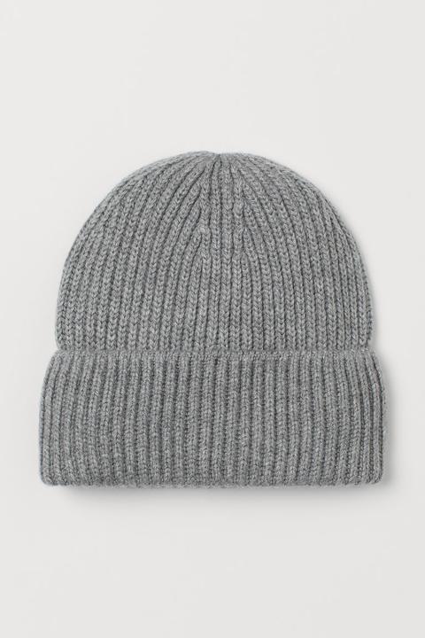 Gorro En Punto De Canalé - Gris