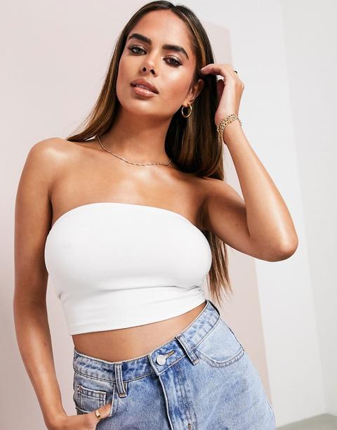 Top Corto Blanco Con Escote Palabra De Honor De Algodón Orgánico Ultimate De Asos Design