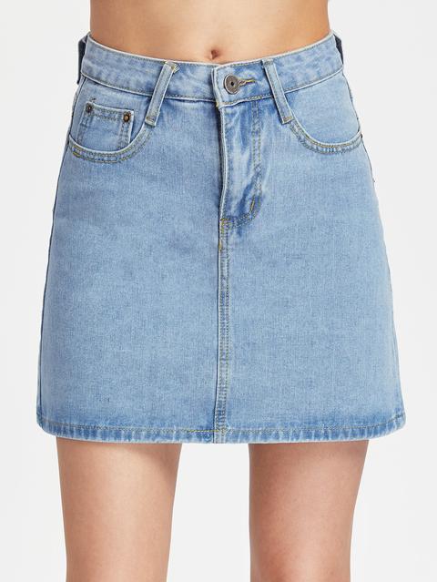 A Line Denim Skirt