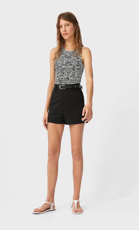 Stradivarius Short Basique Habillé Avec Ceinture Femme Noir 36