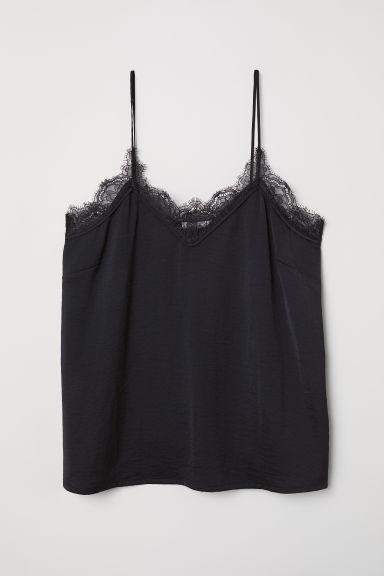 H & M - Top In Satin - Nero