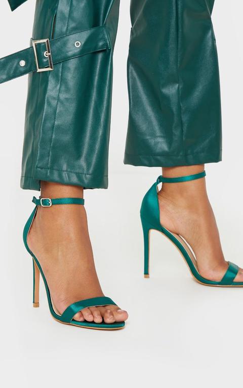 Emerald Satin Clover Heeled Sandals