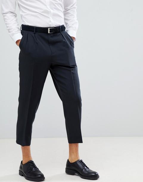 Asos Design Tapered Smart Trouser In Black With Double Pleat