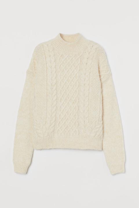 Cable-knit Jumper - White