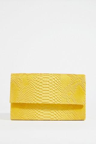 Taryn Yellow Snake Print Clutch Bag