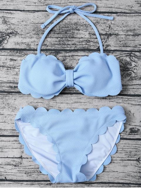 Three Piece Scalloped Bathing Suit