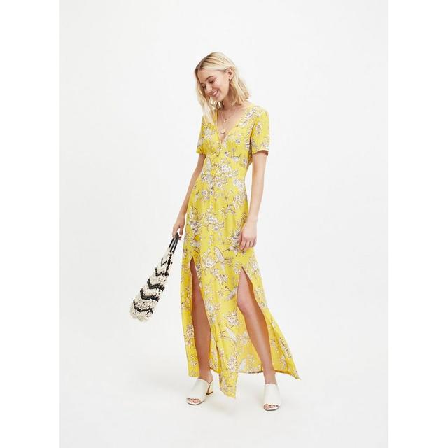 Yellow Bird Print Maxi Dress from Miss Selfridge on 21 Buttons