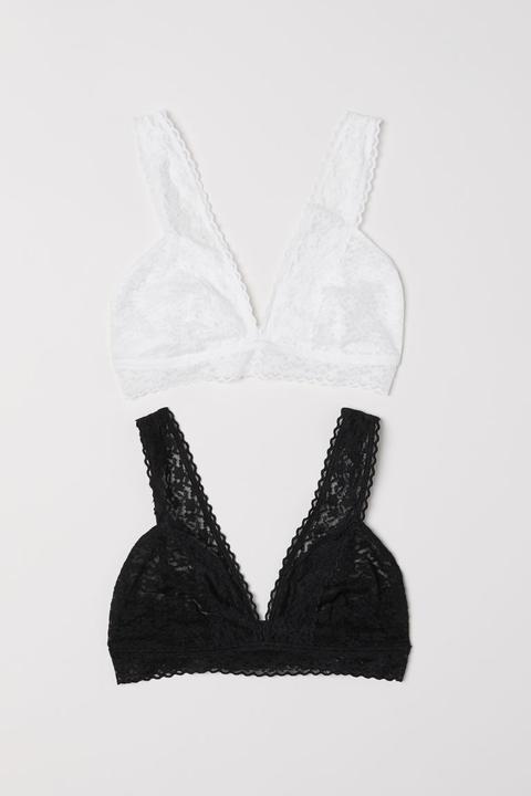 Pack De 2 Bralettes De Encaje - Blanco