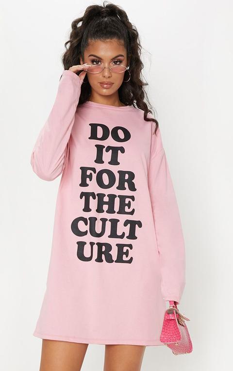 Culture Pink Long Sleeve T Shirt Dress 