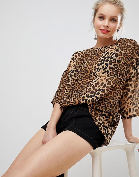 Top Holgado Con Estampado De Leopardo De Glamorous