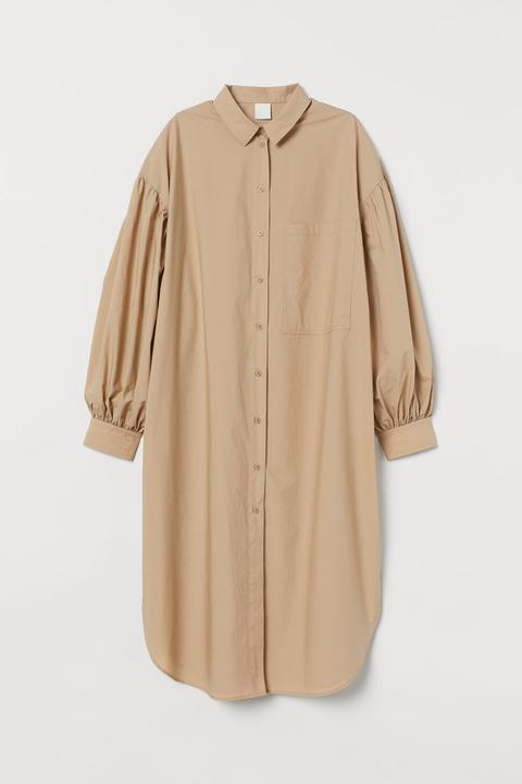 Robe Chemise En Coton - Beige