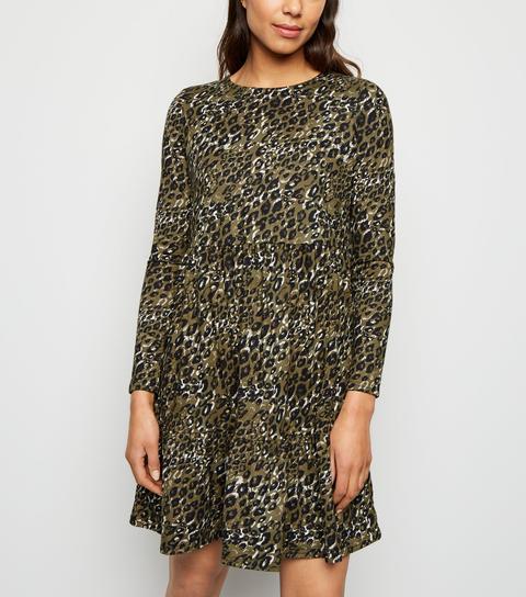 new look green leopard dress