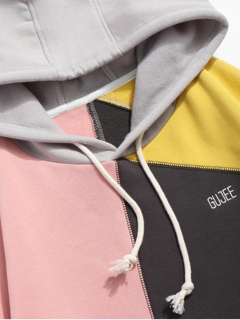 Colorblock Sewing Patchwork Fleece Hoodie Light Pink from Zaful on 