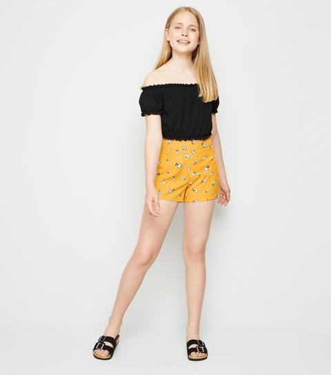 Girls Yellow Floral Shorts New Look 