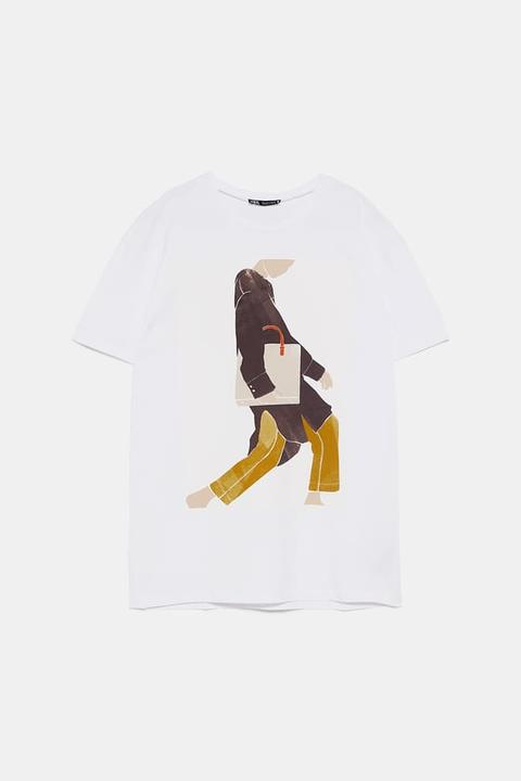 t shirt with front print zara