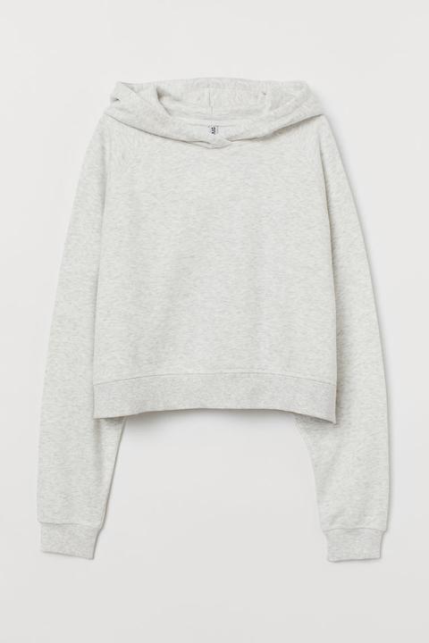 Sudadera Corta Con Capucha - Gris