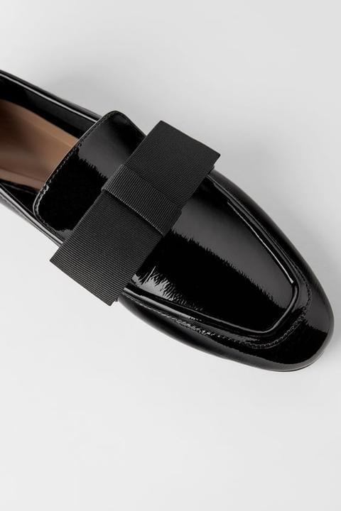 patent loafers with bow
