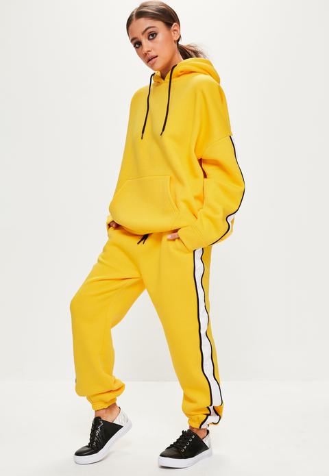 Yellow Oversized White Binding Tracksuit Joggers