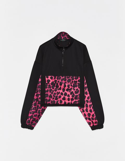 Sudadera Color Block De Leopardo