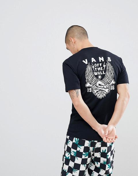 Camiseta Negra Con Estampado De Huesos De Águila Va3h6dblk De Vans