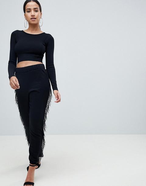 Asos Design - Morbidissimi Joggers Con Frange - Nero