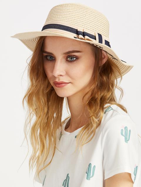 Cappello In Paglia Con Cravatta A Farfalla