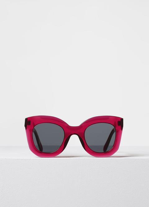 Marta Sunglasses In Transparent Fushia Acetate With Grey Blue Lenses
