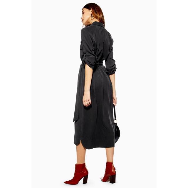 utility midi shirt dress
