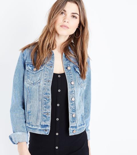 Blue Light Wash Cropped Denim Jacket New Look