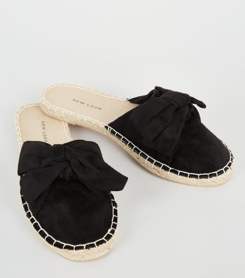 black espadrille mules