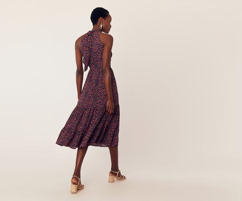 oasis animal high neck midi dress
