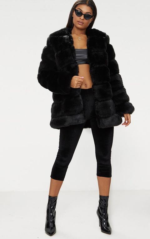 black bubble fur coat