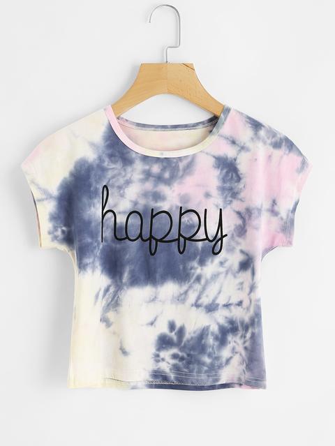 Happy Print Tie Dye Tee