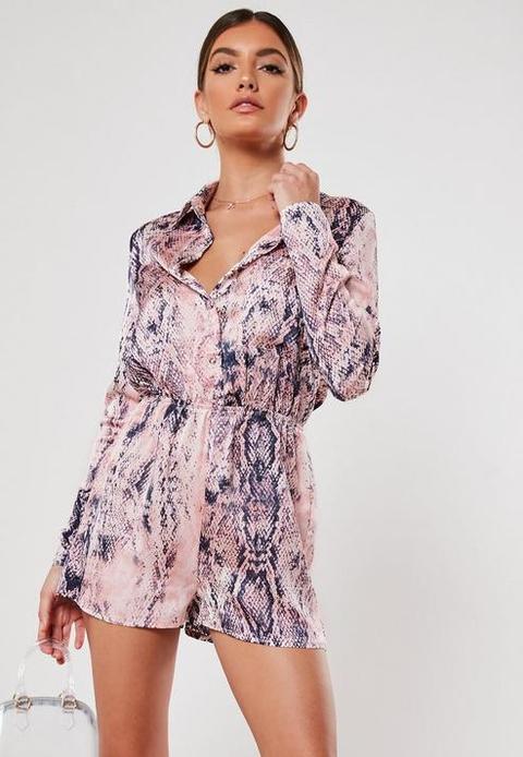 pink snake print playsuit