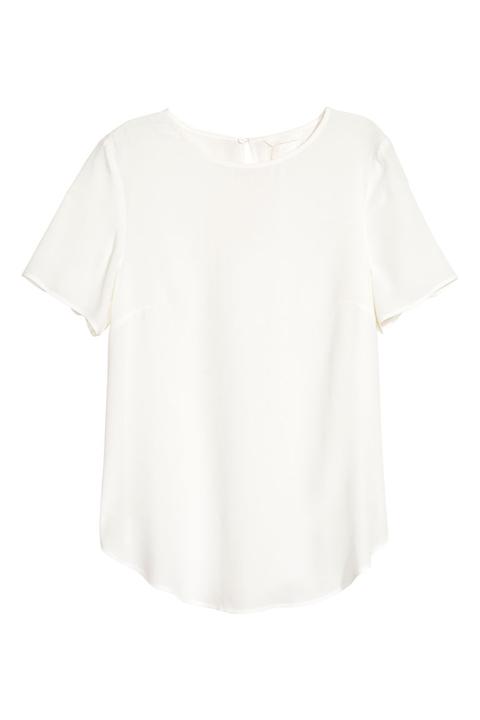 Blusa De Manga Corta - Blanco