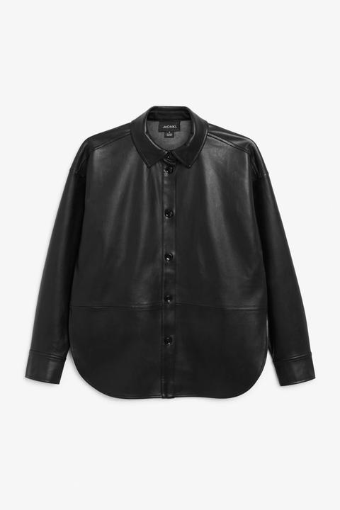 Faux Leather Shirt - Black