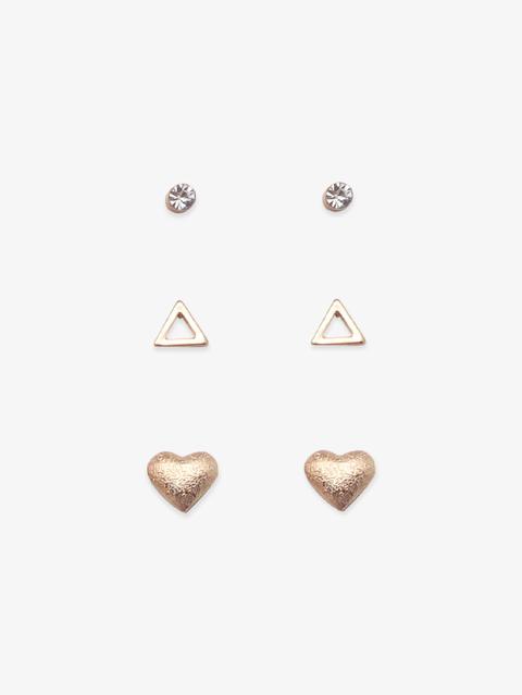 Orecchini A Cuore E Triangolo 3 Paia