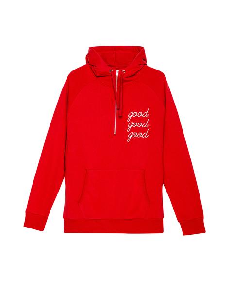 Sudadera Roja Capucha Texto