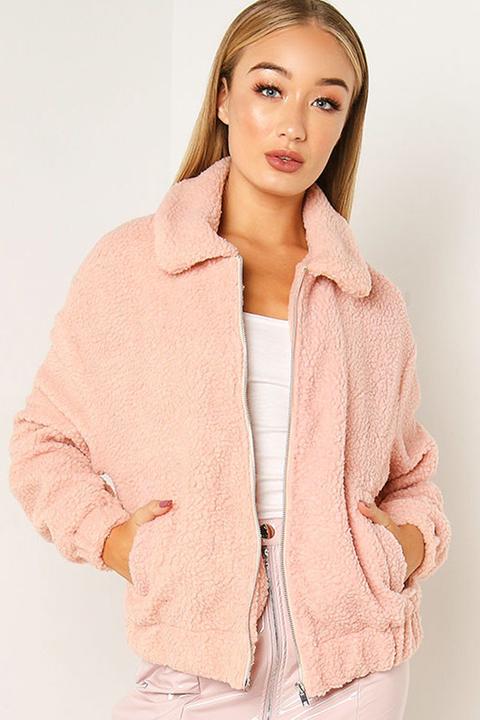 pink teddy bomber