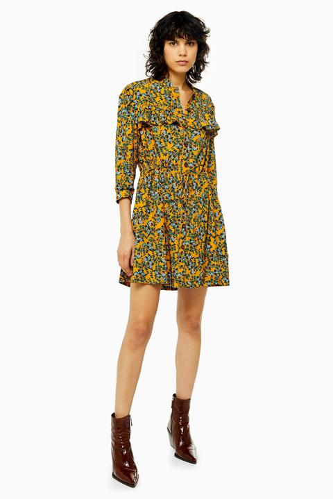 topshop pleated mini shirt dress