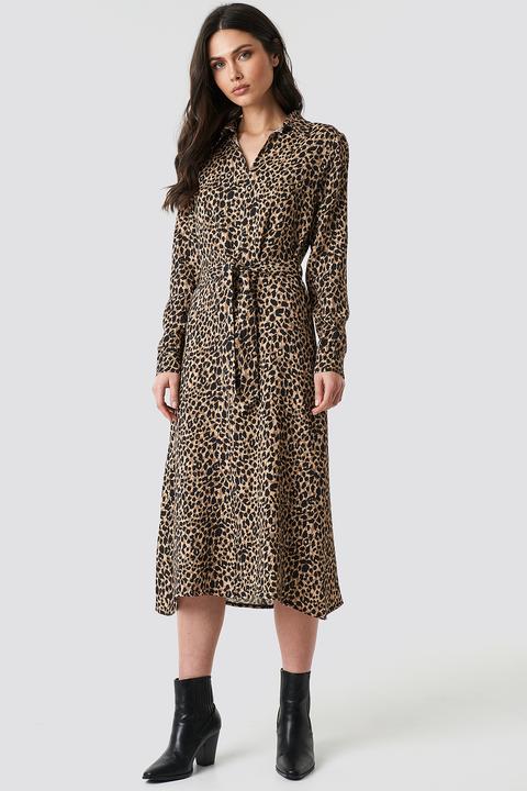 Leopard Patterned Midi Dress