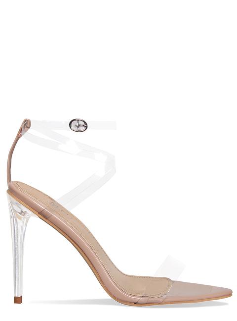 Cassie Nude Patent Pointed Toe Clear Heels