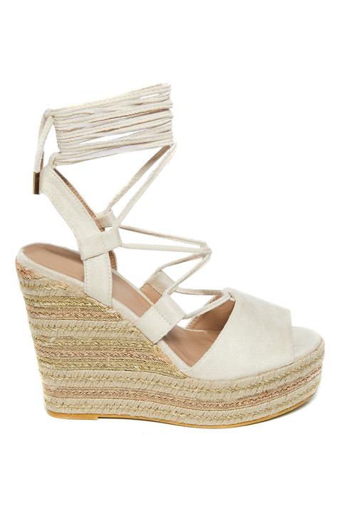 cream lace wedges