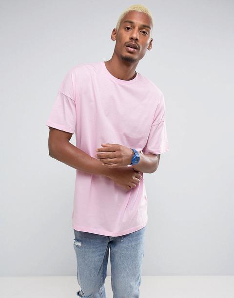 Camiseta Extragrande De Corte Skater En Rosa De Asos