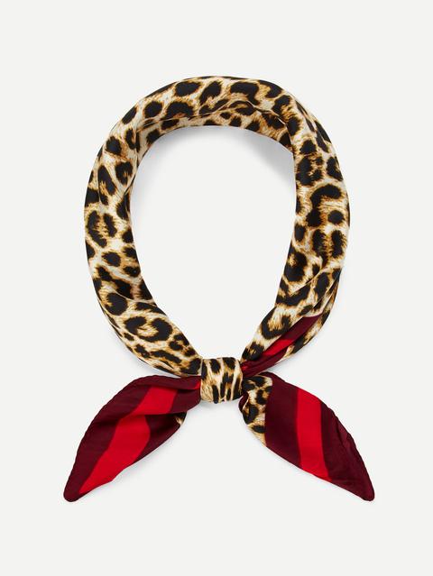 Contrasto Trim Leopard Print Bandana